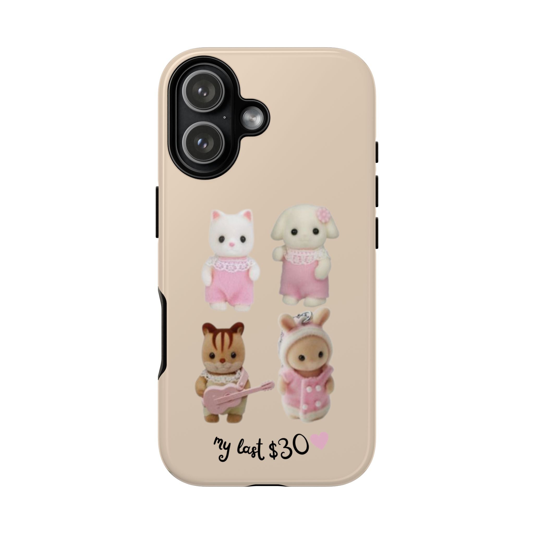 Cute Plush Characters Phone Case — 'my last 30' Beige Protective Cover