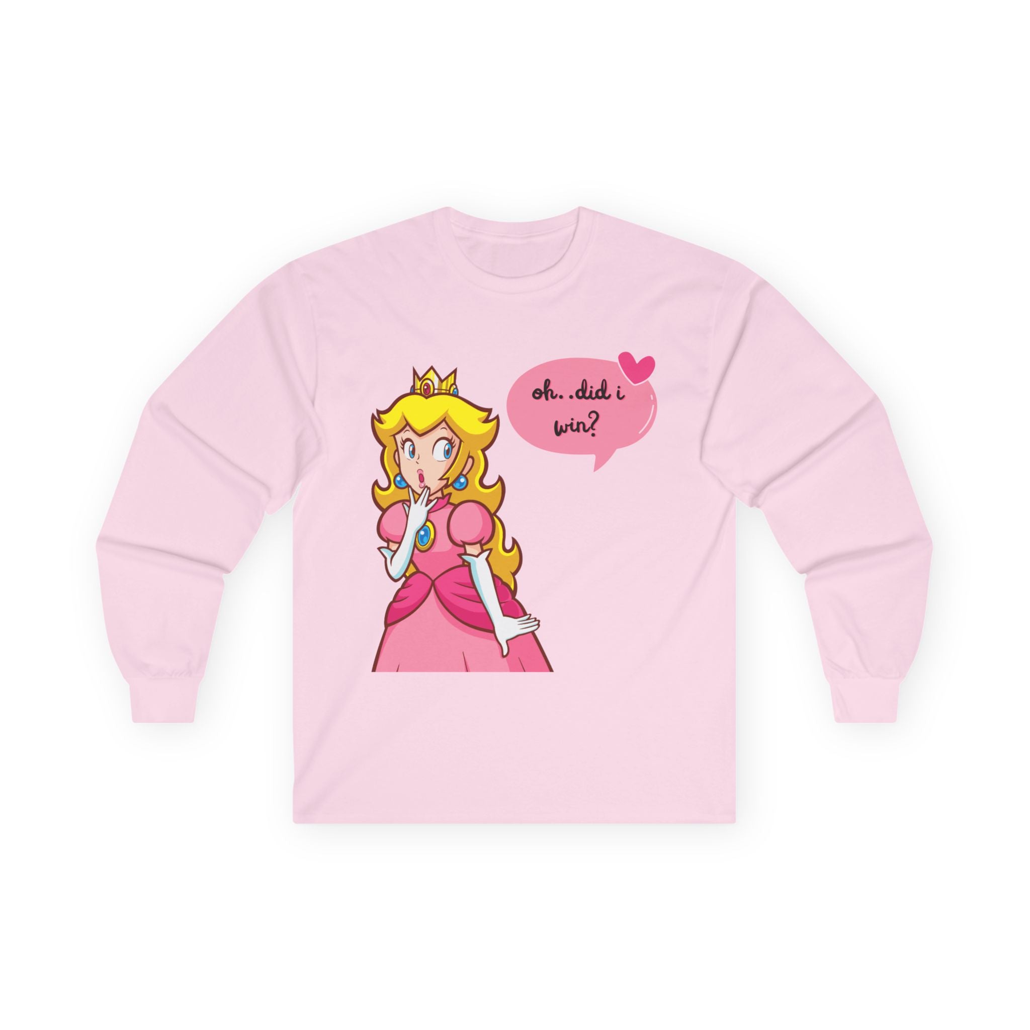 Peachy Princess Long Sleeve Tee — Cute 'Oh...did I win?' Graphic Shirt