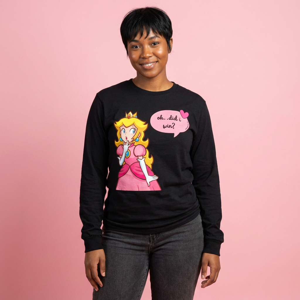 Peachy Princess Long Sleeve Tee — Cute 'Oh...did I win?' Graphic Shirt