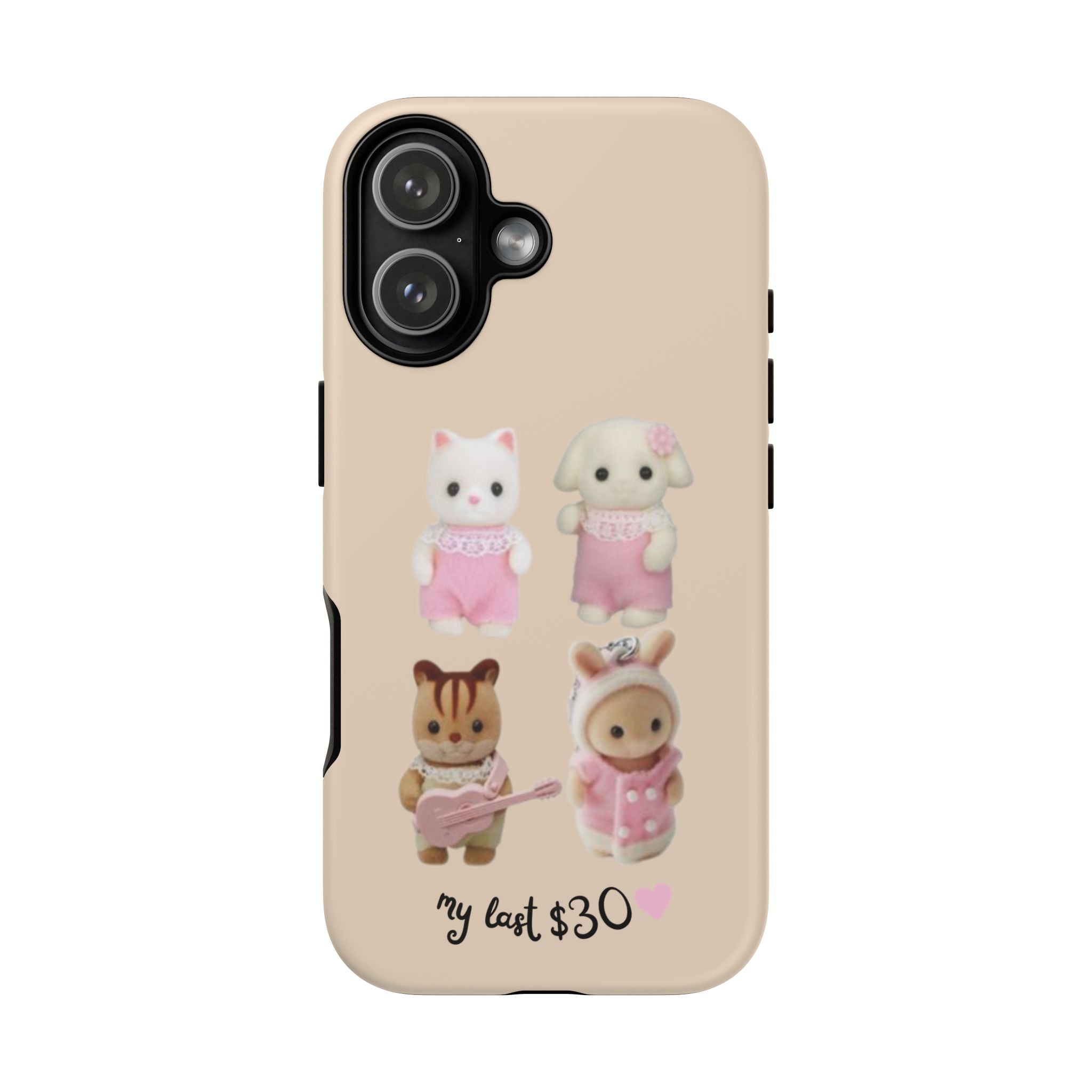 Cute Plush Characters Phone Case — 'my last 30' Beige Protective Cover