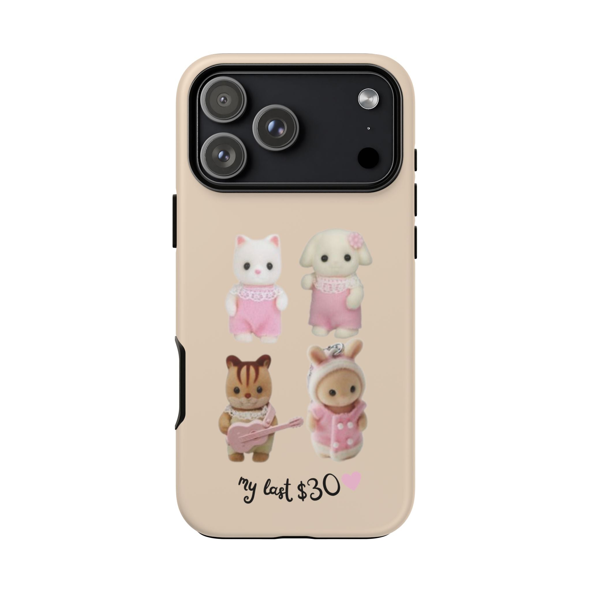 Cute Plush Characters Phone Case — 'my last 30' Beige Protective Cover