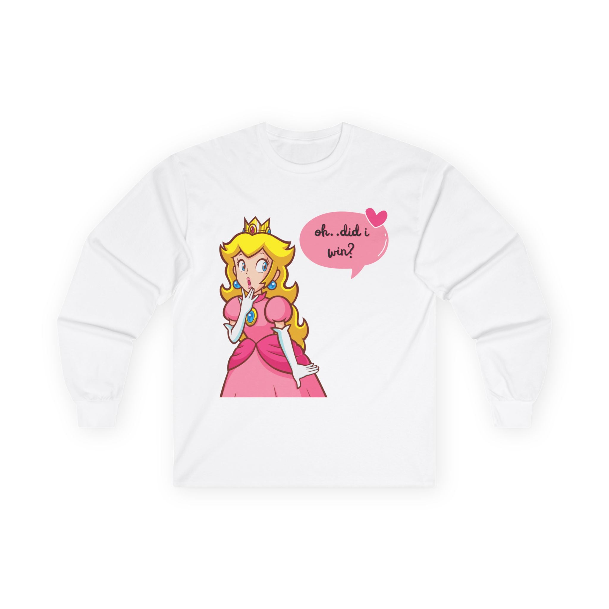 Peachy Princess Long Sleeve Tee — Cute 'Oh...did I win?' Graphic Shirt