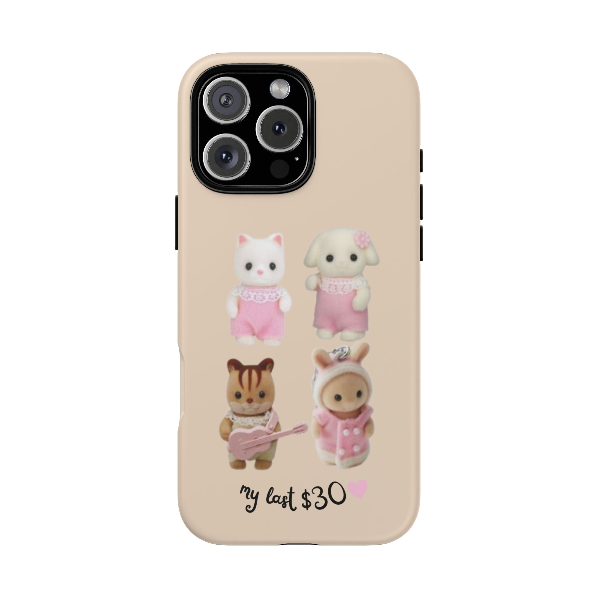 Cute Plush Characters Phone Case — 'my last 30' Beige Protective Cover