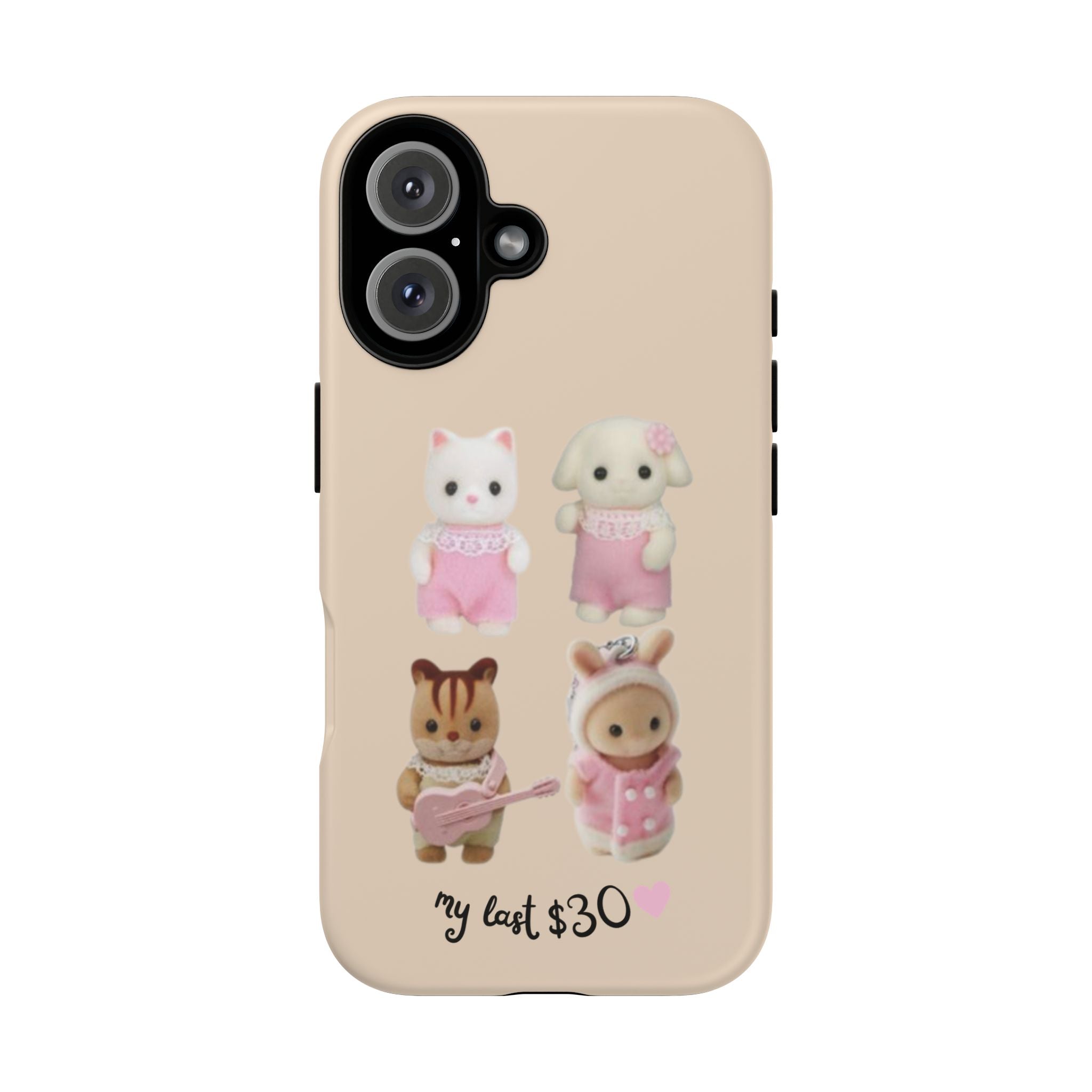 Cute Plush Characters Phone Case — 'my last 30' Beige Protective Cover